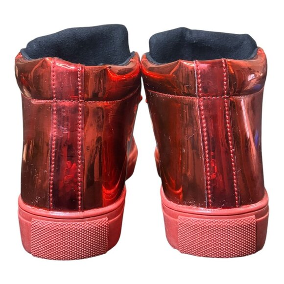 Red Metallic MotorCycle Boots Show Time My Time Size Mens 9 Sneakers Punk Shiny - Picture 8 of 10